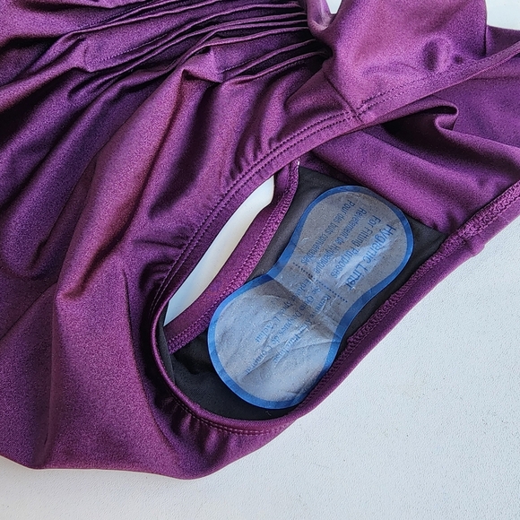 NWT $108 Calvin Klein Swimwear Starburst Shiny Purple Eggplant Swimsuit Size 12 - Picture 16 of 16
